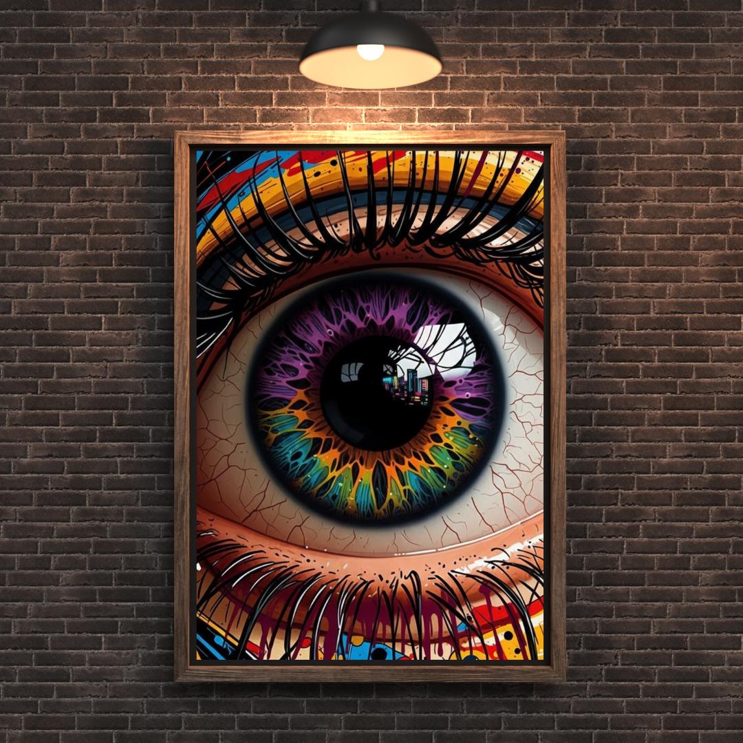 Colorful Surreal Eye Wall Art, Abstract Vision Artwork