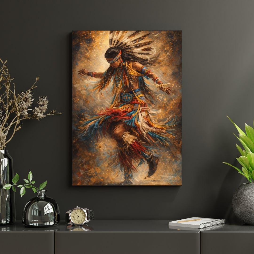 Native American Dancer Wall Art, Tribal Spirit Dance Painting ...