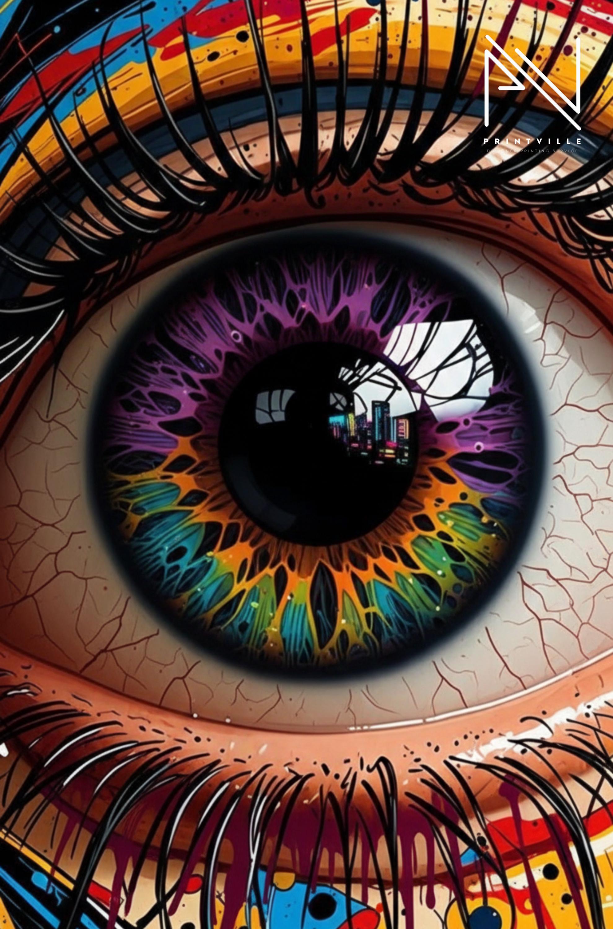 Colorful Surreal Eye Wall Art, Abstract Vision Artwork