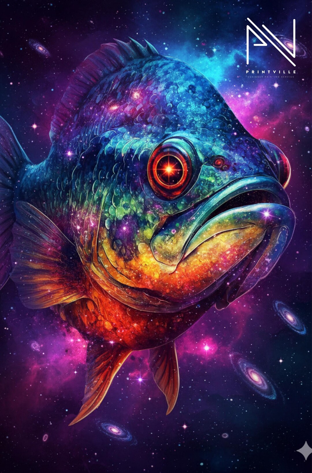 Cosmic Fish Wall Art, Galaxy Fish Poster, Colorful Space Animal Print ...
