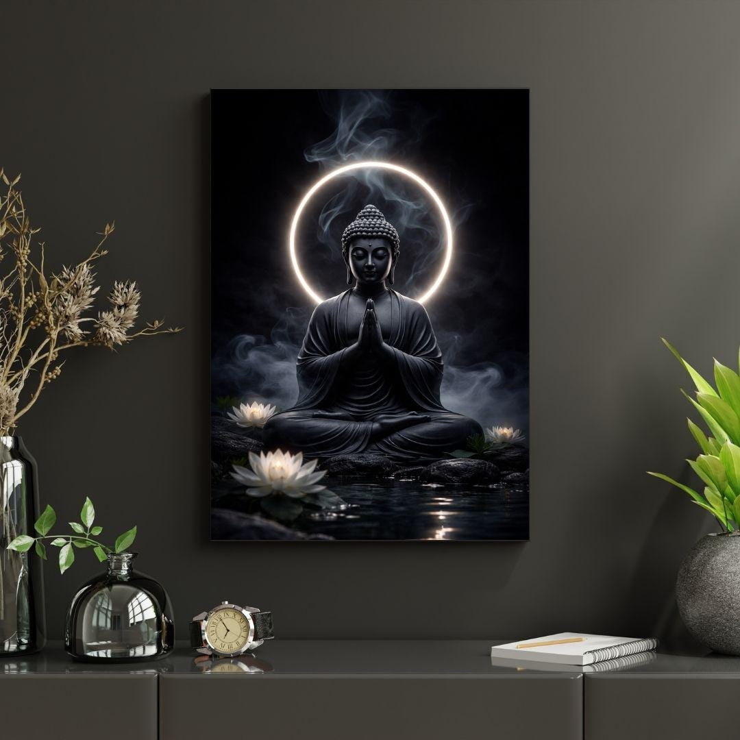 Serene Buddha Meditation Wall Art | Zen Spiritual Lotus Calm Home Décor ...