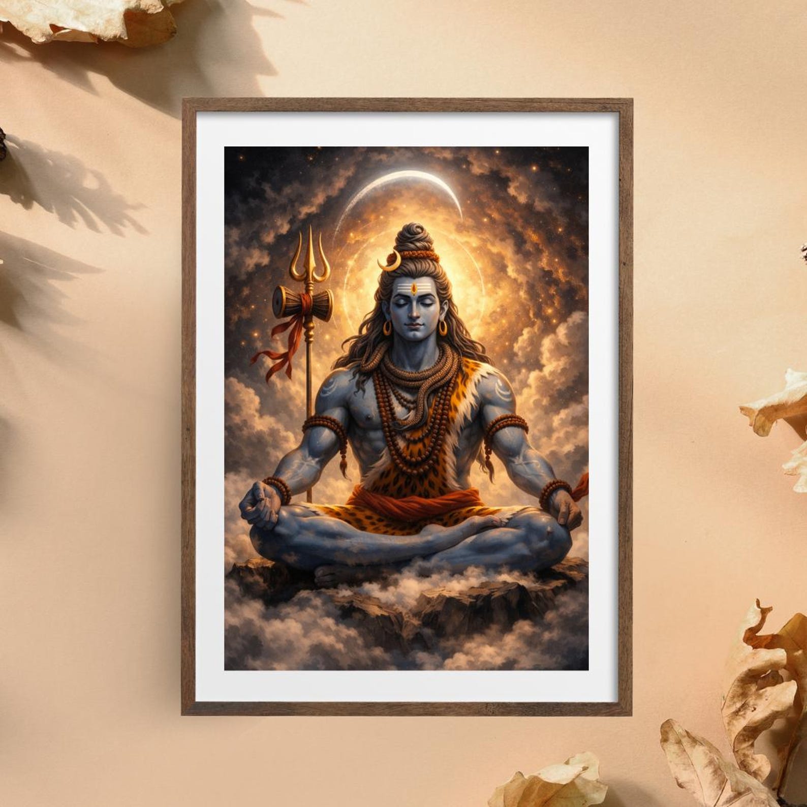 Lord Shiva Meditation Wall Art | Mahadev Trishul Artwork | Hindu God ...