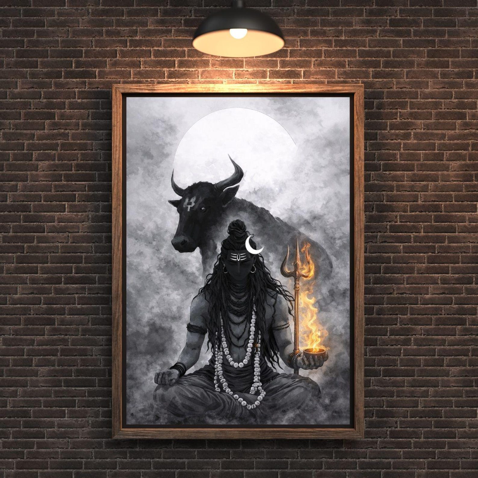 Lord Shiva Meditation Wall Art | Mahadev With Nandi & Trishul ...