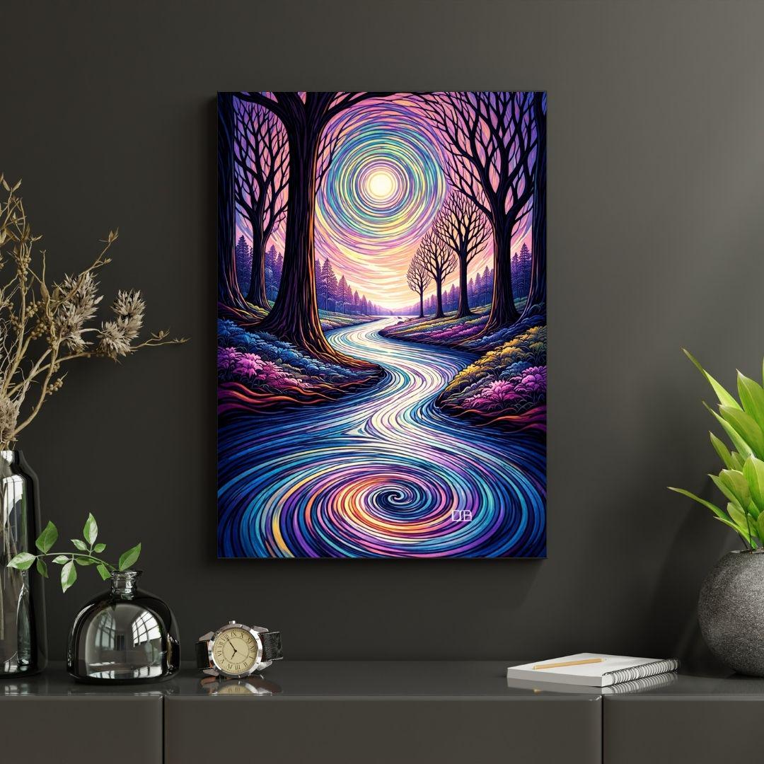 Psychedelic Forest Wall Art, Colorful River Landscape Print, Trippy ...