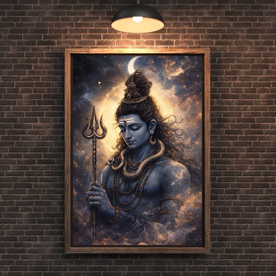 Lord Shiva Wall Art Canvas Print | Mahadev Trishul Meditation Artwork ...