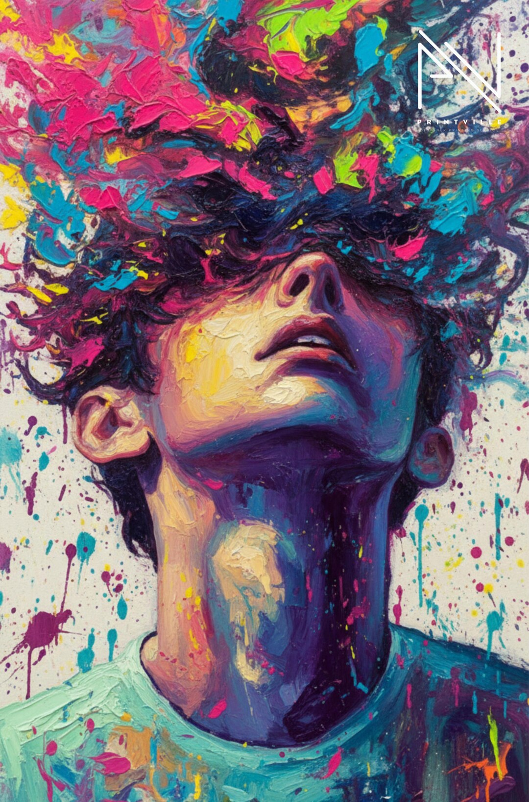 Abstract Colorful Portrait Wall Art, Modern Expressionist Face Print ...
