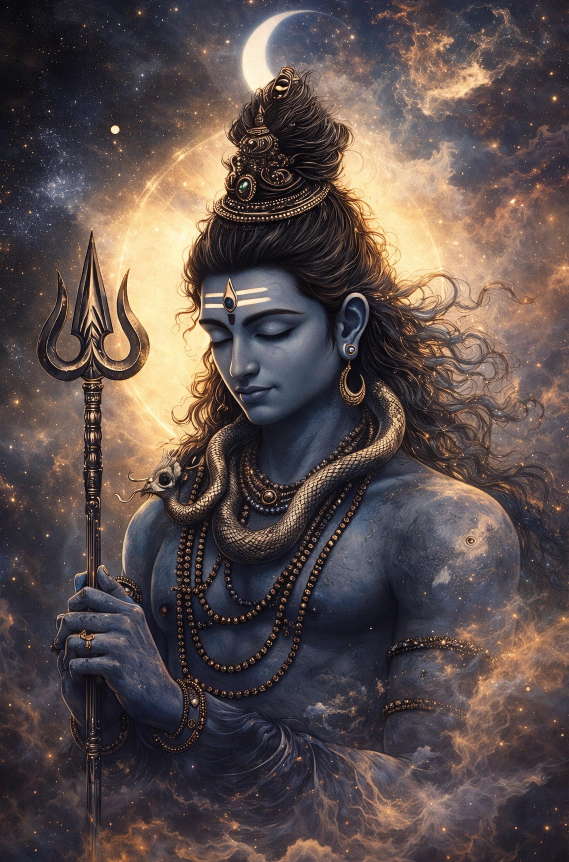 Lord Shiva Wall Art Canvas Print | Mahadev Trishul Meditation Artwork ...