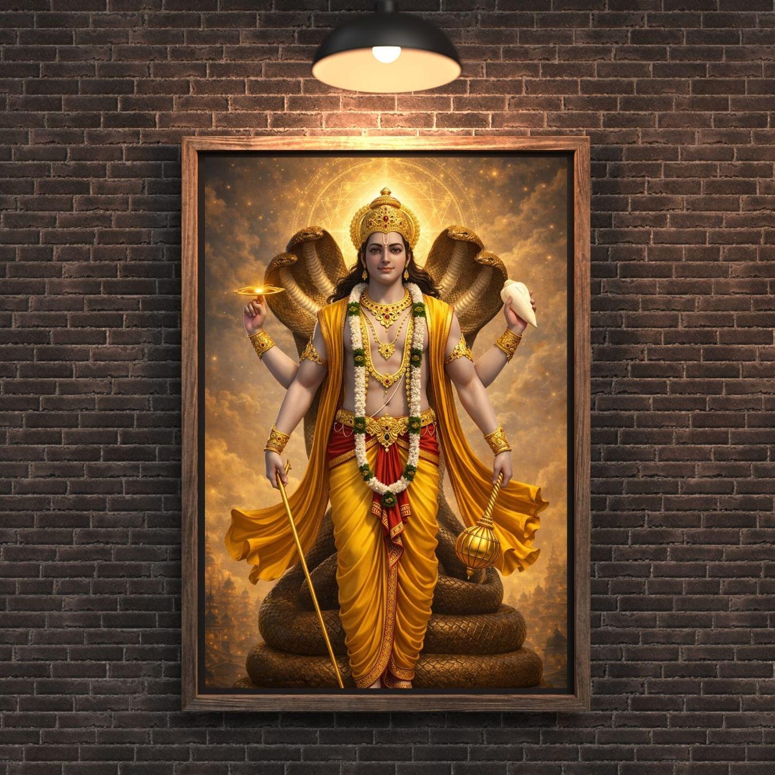 Lord Vishnu Wall Art Canvas Print | Narayan Sheshnag Artwork | Hindu ...