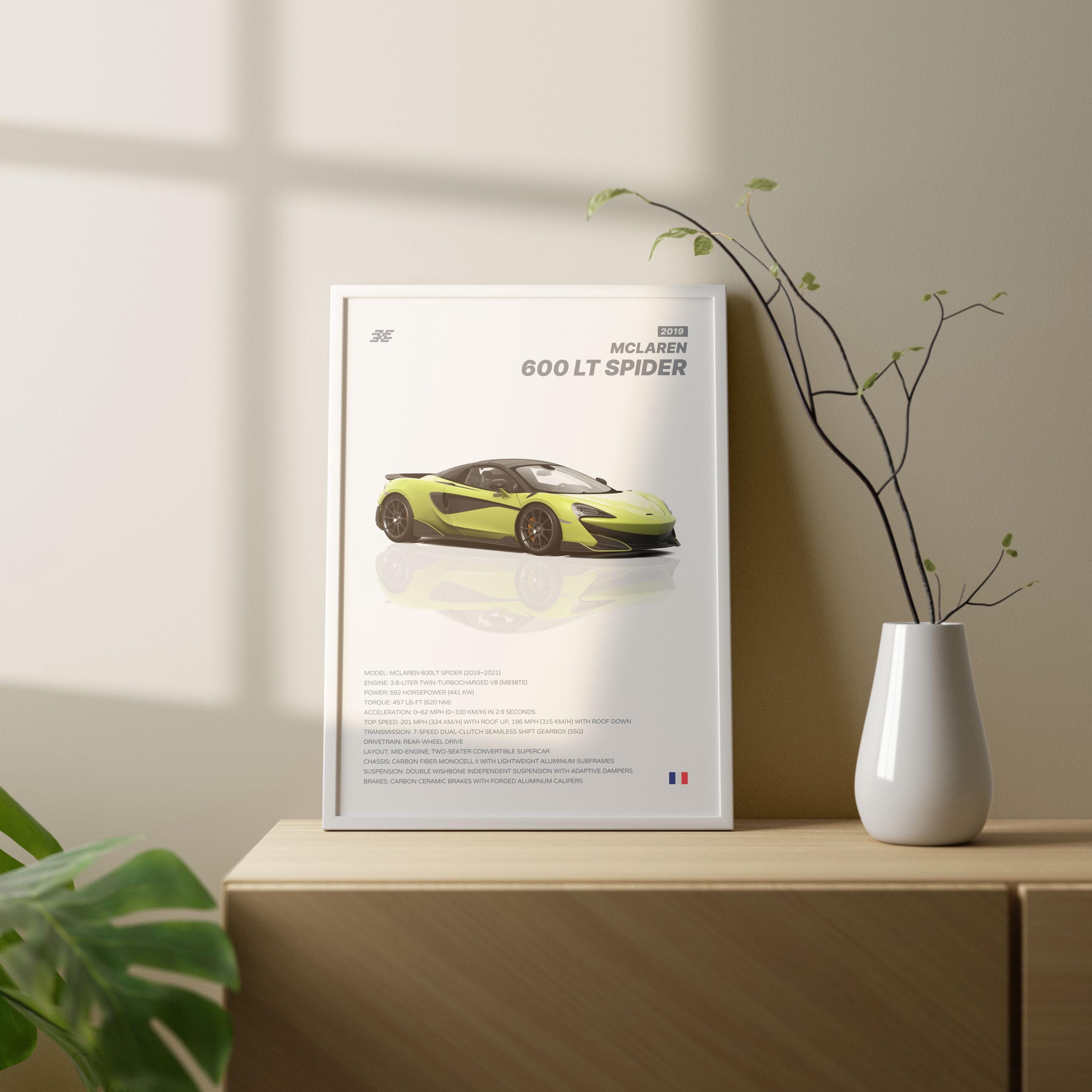 supercar サイン入り生写真 Mclaren 600LT Spider Poster | Supercar Wall Art Print | Exotic Car
