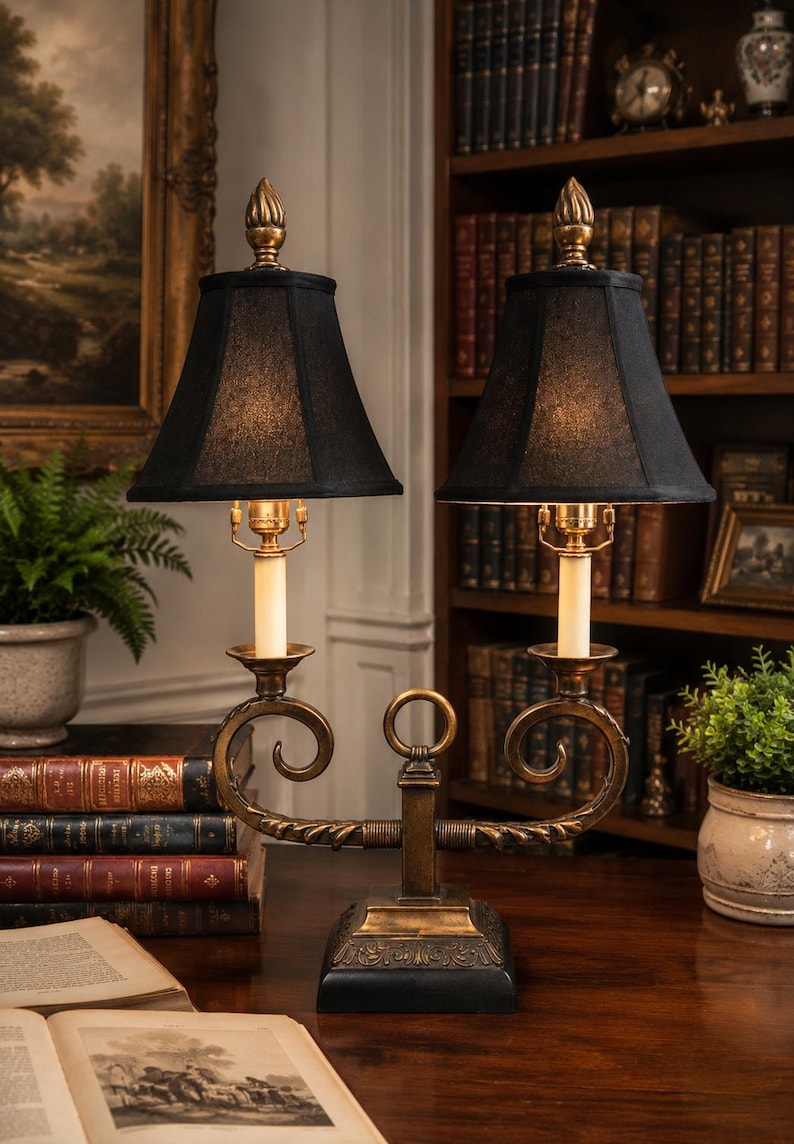 Vintage French Regency Candelabra Lamp, Hollywood Glam Lighting image 1