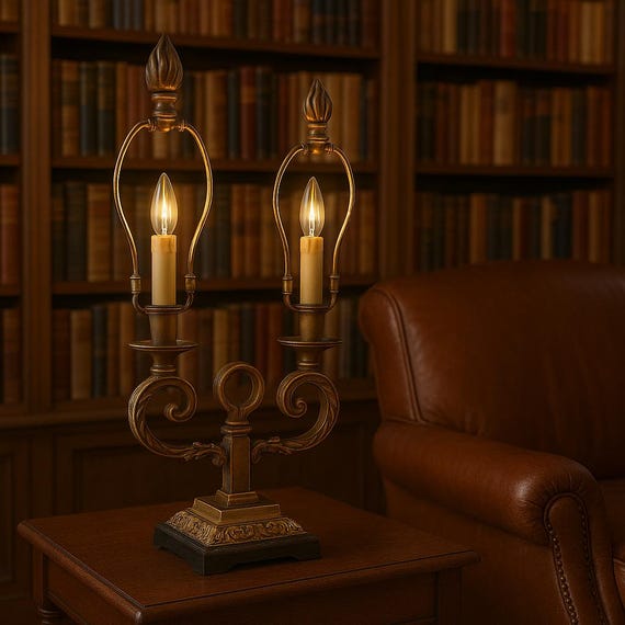 Vintage French Regency Candelabra Lamp, Hollywood Glam Lighting