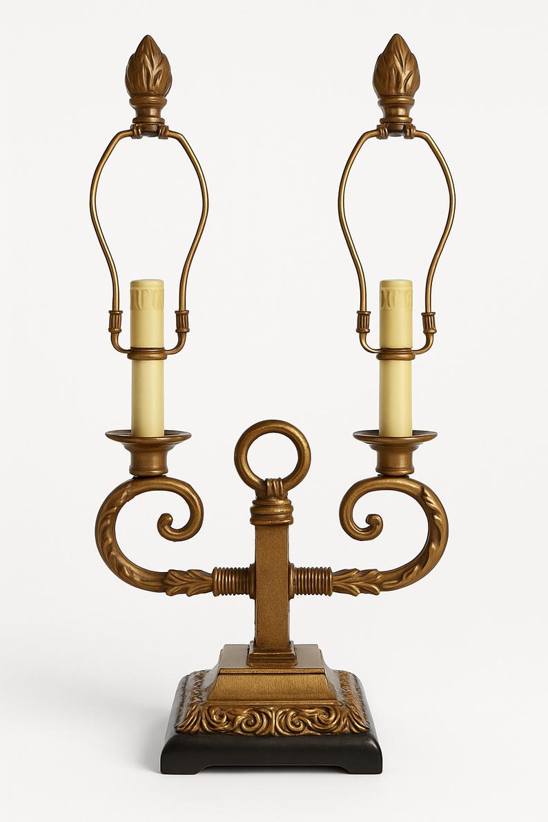 Vintage French Regency Candelabra Lamp, Hollywood Glam Lighting image 7