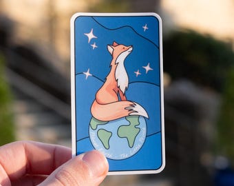 The Little Prince Vinyl Sticker | Fox and Planet Earth Waterproof Sticker for Laptops, Water Bottles