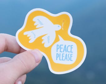 Peace Please Dove Sticker | Stand with Ukraine | Laminated Vinyl Waterproof Sticker