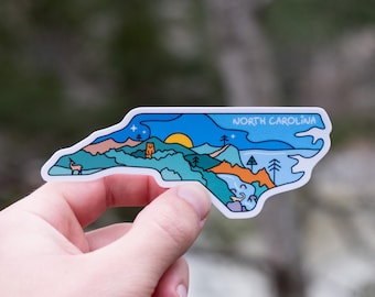North Carolina State Sticker | Blue Ridge Mountains & Outer Banks