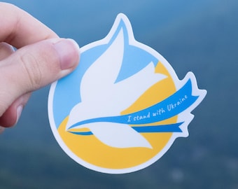 Peace for Ukraine Dove Vinyl Sticker | Stand with Ukraine | Anti-War Laminated Waterproof Sticker