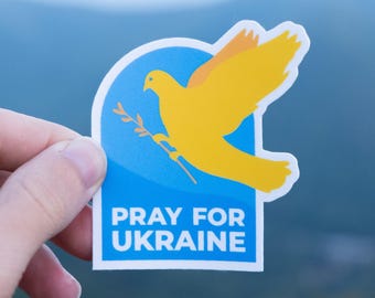 Dove on an Olive Branch Sticker | Stand with Ukraine | Laminated Vinyl Sticker