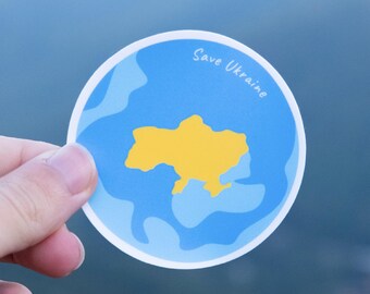 Ukraine Map on a Globe Sticker | Stand with Ukraine | Waterproof Laminated Vinyl Sticker