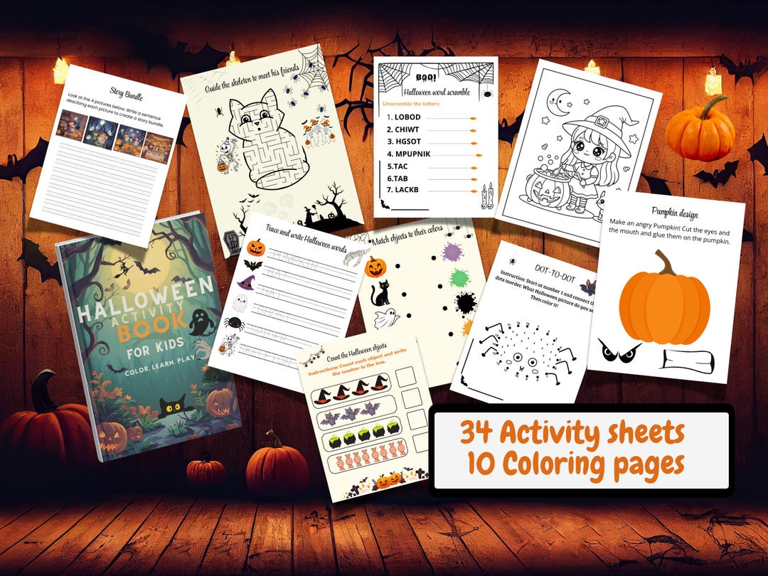 Halloween Activity Book – Printable Games & Coloring Pages (PDF) - Etsy
