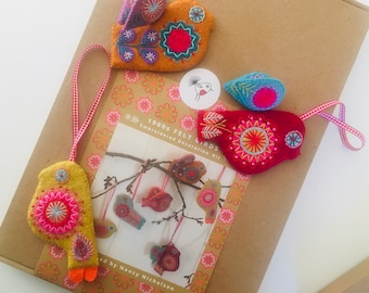 1960s Bird Collection ... Felt Decorations to embroider and make