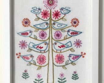 B I R D   T R E E   S A M P L E R    Embroidery download pattern PDF