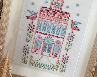 HOUSES No.1 and No.2 Water soluble transfer hand embroidery