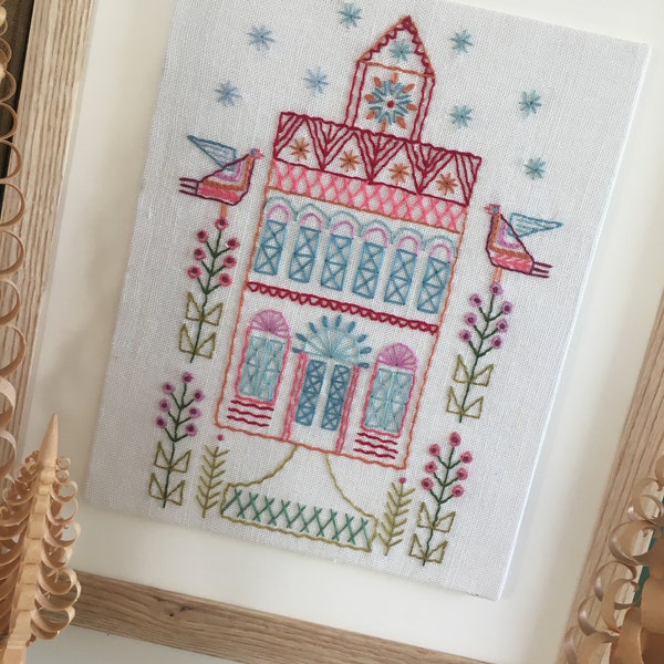 HOUSES No.1 and No.2 Water soluble transfer hand embroidery