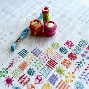 Geometric Floral Embroidery Sample/Cushion Cover