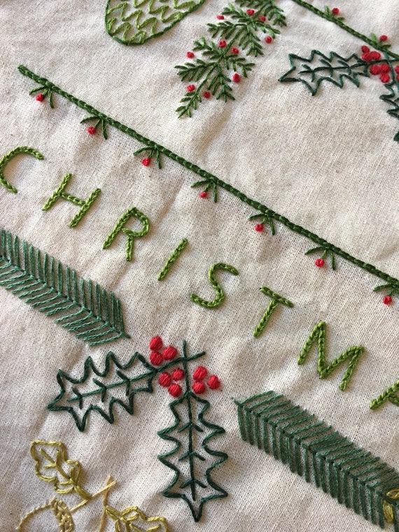 Christmas Sprigs Water Soluble Embroidery Transfer 