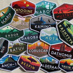 Disney Star Wars Planet gestickter Aufnäher, Tatooine Hoth Aufnäher, Disneyland Patch, Disney Reise Geschenk für Kinder, Jacke Rucksack Patch