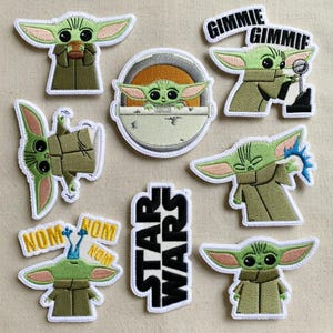 Conjunto de parches bordados de Baby Yoda, parches bordados termoadhesivos de Grogu de Star Wars, conjunto de parches de The Mandalorian, regalo de Disney, parche para chaqueta o mochila