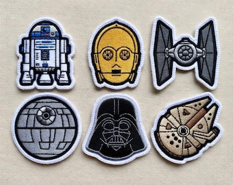 Parche bordado de Star Wars, parche bordado de R2D2, C3PO, Darth Vader y la Estrella de la Muerte, inspirado en Star Wars, regalo de Disney, parche para chaqueta o mochila.