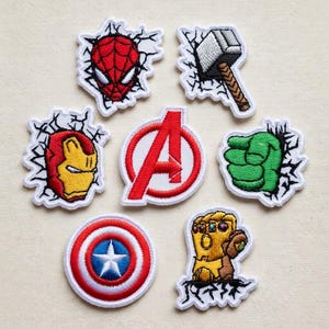 Marvel Avengers Embroidered Patches, Marvel Badge Collection, Spider Man Hulk Thanos Iron On Patches, Disney Gift, Jacket Backpack Patch