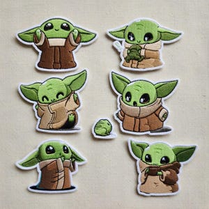 Conjunto de parches bordados de Grogu y Baby Yoda de Star Wars, parches termoadhesivos bordados de The Mandalorian, regalo de Disney, parche para chaqueta o mochila.