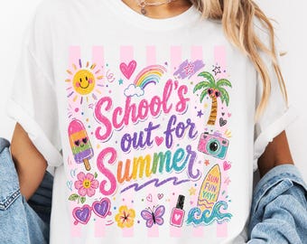 Camiseta Comfort Colors® para profesores, camiseta para el último día de clases, camiseta para las vacaciones de verano, camiseta unisex teñida en prenda.
