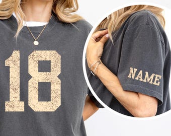 Comfort Colors® Custom Number and Name Sleeve Print Shirt, Game Day Adult Shirt, Custom Football Shirt, Custom School Team Number Kids Shirt