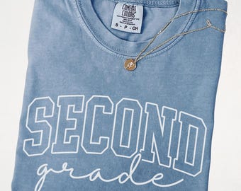 Comfort Colors® Second Grade Shirt, Second Grade Teacher Tee, Back to School Shirt, Grade Level Teacher Shirt, Collegiate Graphic Tee