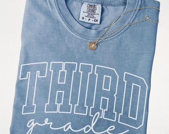 Comfort Colors® Third Grade Shirt, Third Grade Teacher Tee, Back to School Shirt, Grade Level Teacher Shirt, Collegiate Graphic Tee