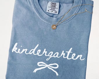 Comfort Colors® Kindergarten Teacher Shirt, Kindergarten Crew Tee, Kindergarten Teacher Gift, Kinder Teacher Team Shirt, Kinder Team Squad