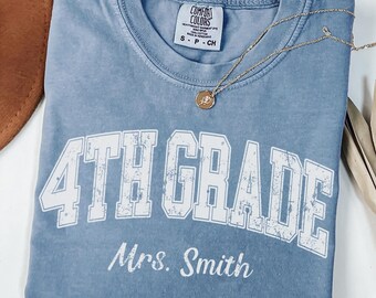 Comfort Colors® Custom 4th Grade Teacher T-shirt, Retro Fourth Grade Teacher Shirt, Back To School Shirt, Gift For Elementary School Teacher