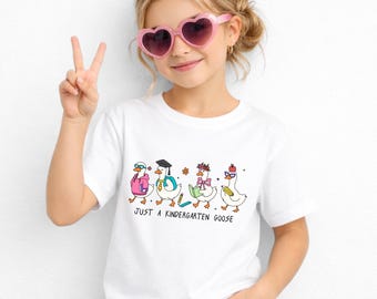 Just a Kindergarten Goose Shirt, First Day Of Kindergarten Tee, Floral Kindergarten Teacher Shirt, Kindergarten T-Shirt, Elementary School