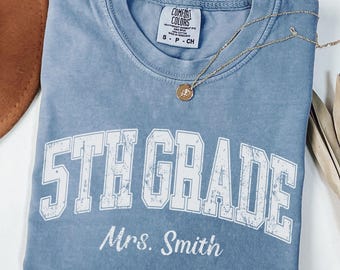 Comfort Colors® Custom 5th Grade Teacher T-shirt, Retro Fifth Grade Teacher Shirt, Back To School Shirt, Gift For Elementary School Teacher