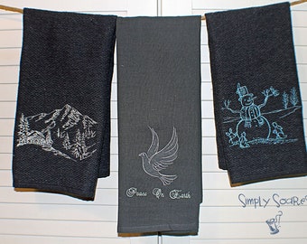 Christmas WInter Flour Sack Towel - Embroidered