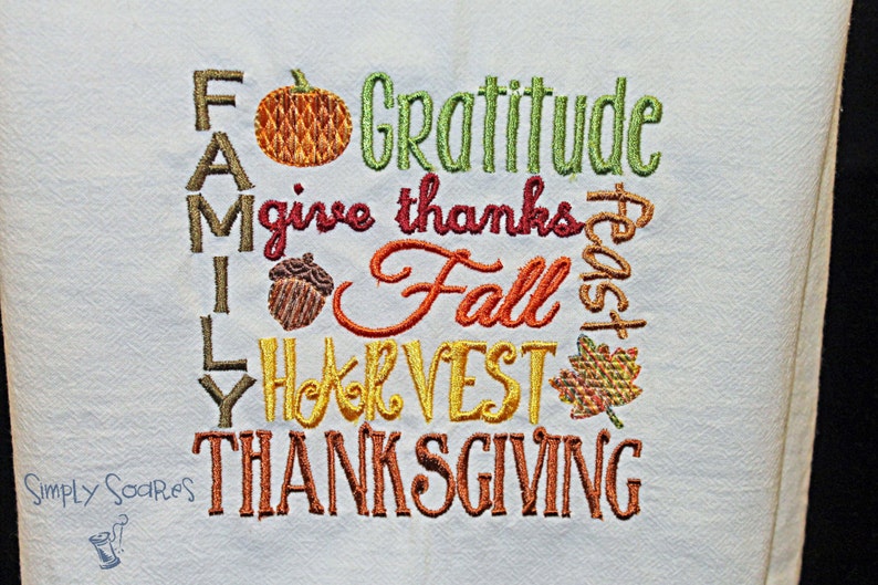 Thanksgiving Flour Sack Towel Subway Art image 1