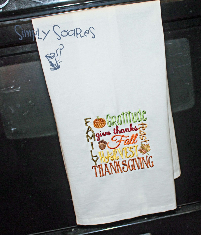 Thanksgiving Flour Sack Towel Subway Art image 2