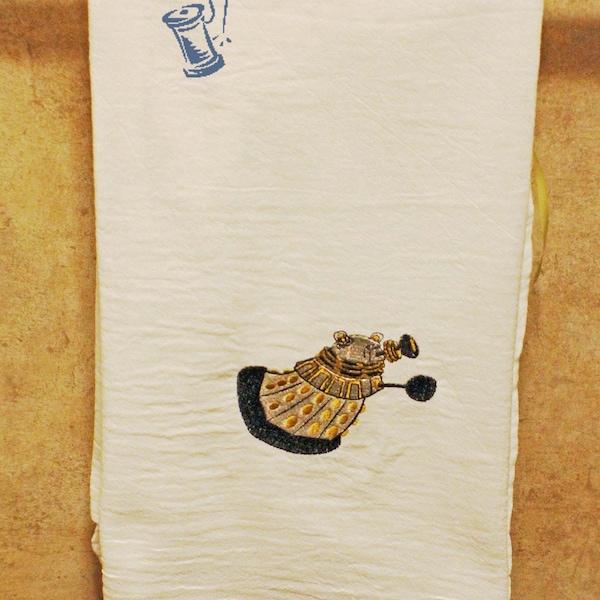 Embroidered Flour Sack Towel - Dr Who Dalek