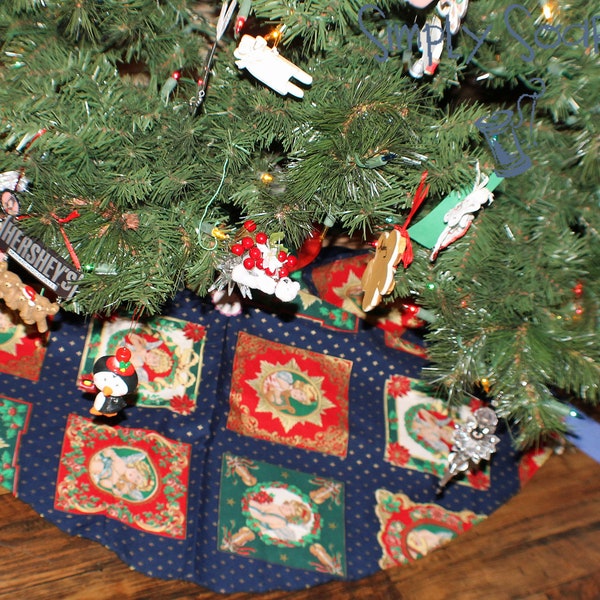 Christmas Tree Skirt - Navy Angels