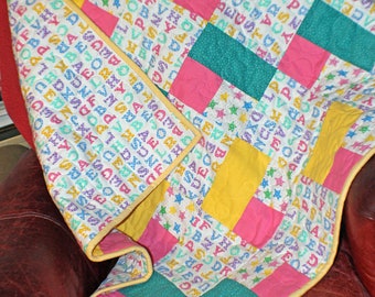 Baby Quilt - Pastel ABCs in Flannel