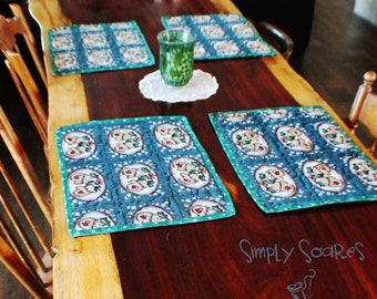 Quilted Placemats - Reversible Christmas - Set of 4