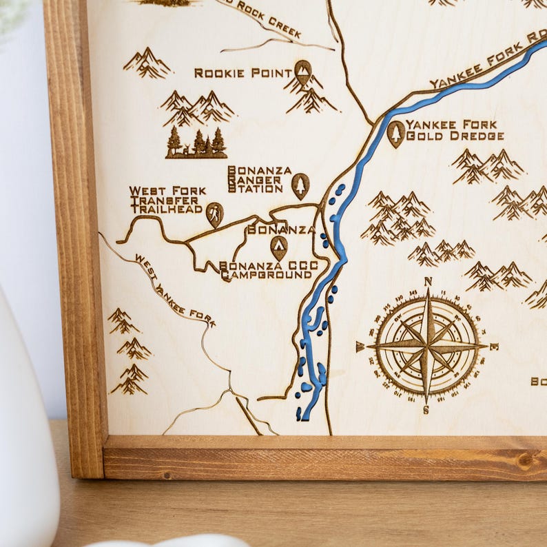 Bonanza - Custer Topo Map Sign | Laser Engraved & Framed Wall Art - Etsy